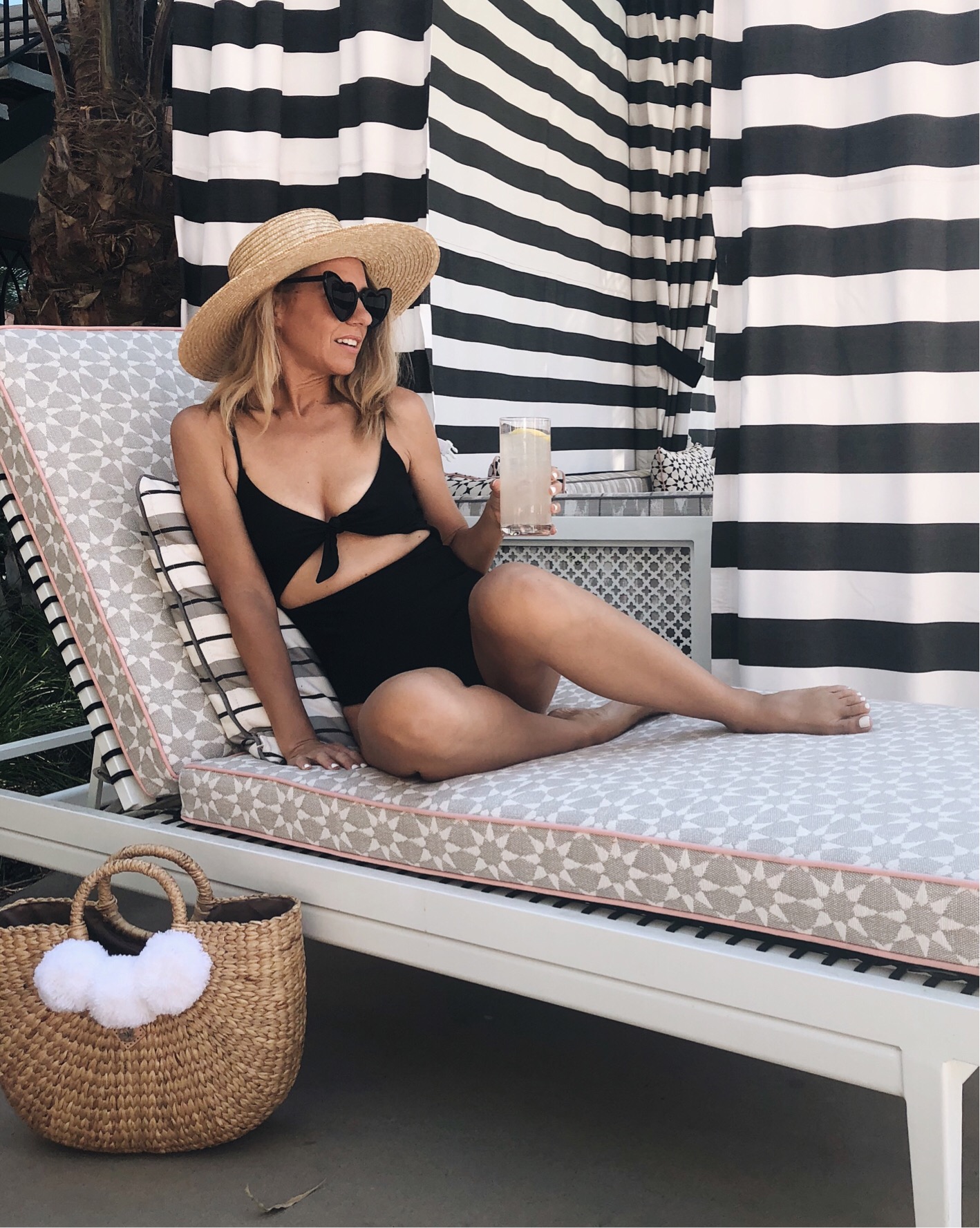 ANNIVERSARY WEEKEND GETAWAY AT THE SANDS HOTEL- Jaclyn De Leon Style + PALM SPRINGS HOTEL + BOHEMIAN + ONE PIECE SWIMSUIT + RETRO SUNGLASSES + CABANA AT THE POOL + RETRO STYLE SWIMSUIT + SUMMER STYLE + VACATION + TRAVEL