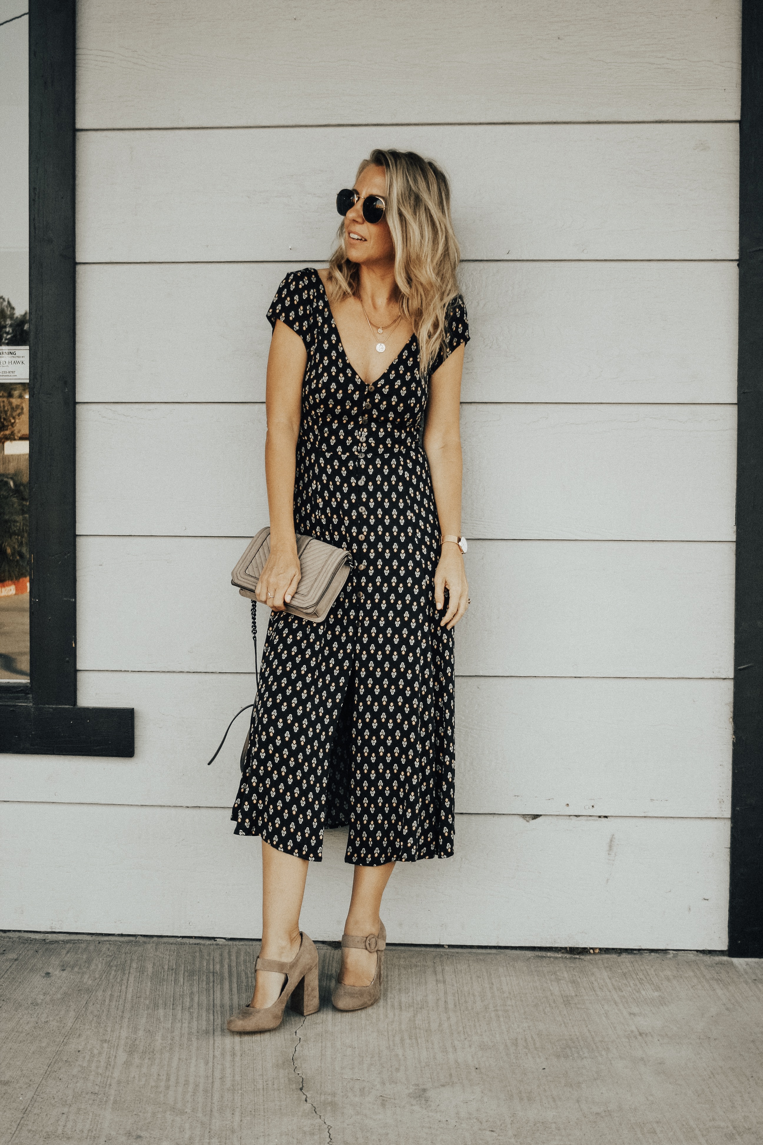 MARY JANE'S ARE BACK + RESTRICTED SHOES- Jaclyn De Leon Style + fall shoe trends + what to wear this season + boho floral midi dress + fall shoe edit + mom style + styling the mary jane shoe + block heel + rebecca minkoff handbag + retro style + 90's fashion