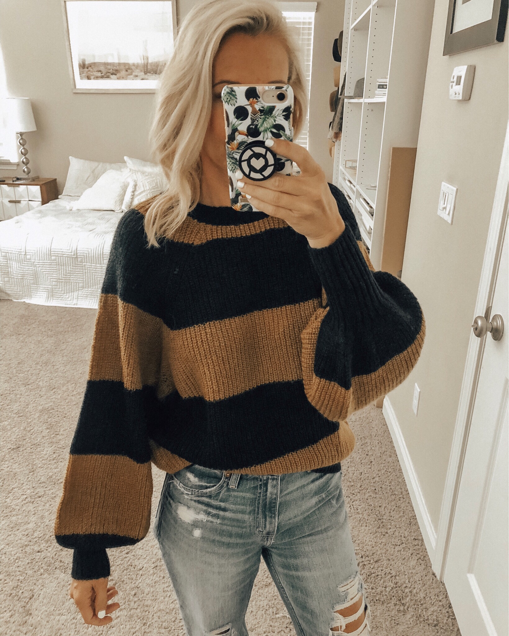 NOVEMBER TOP 10- Jaclyn De Leon Style + casual winter sweater + striped cozy top with balloon sleeves + selfie + try-on session with Target + affordable fashion + fall outfit + top selling items