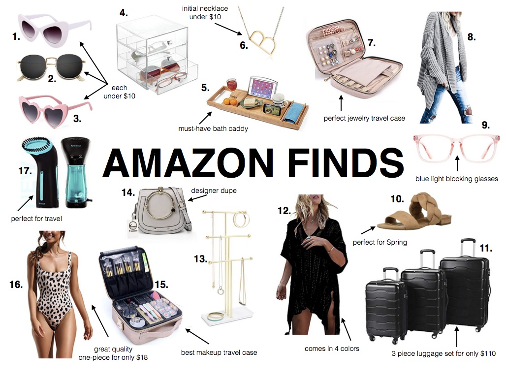 AMAZON FINDS- Jaclyn De Leon Style + Must have items from sunglasses and a jewelry travel case to swimsuits and designer dupe handbags. All items are Amazon prime with free shipping and several are under $10. One stop shopping for all your needs