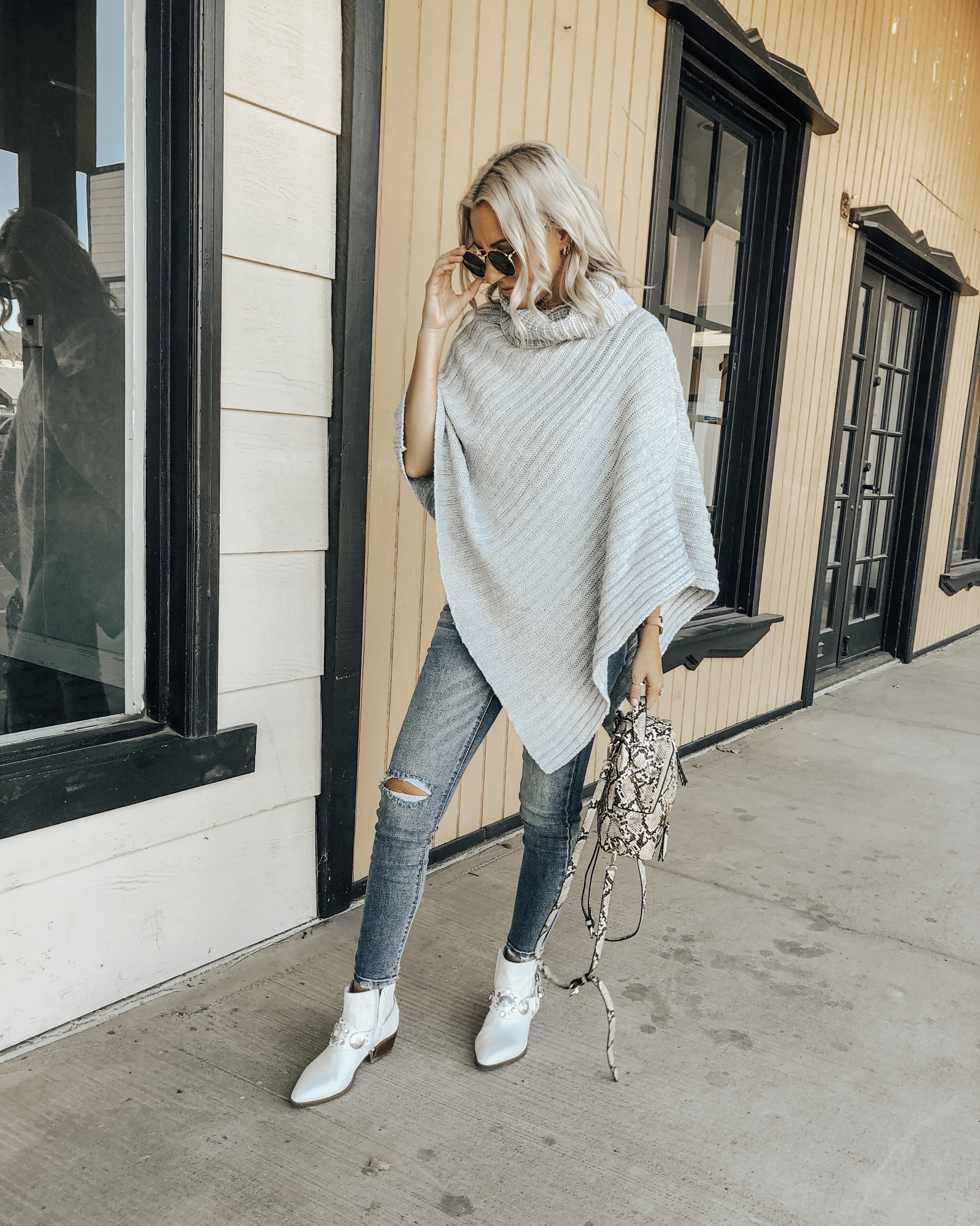 Gray shop poncho sweater