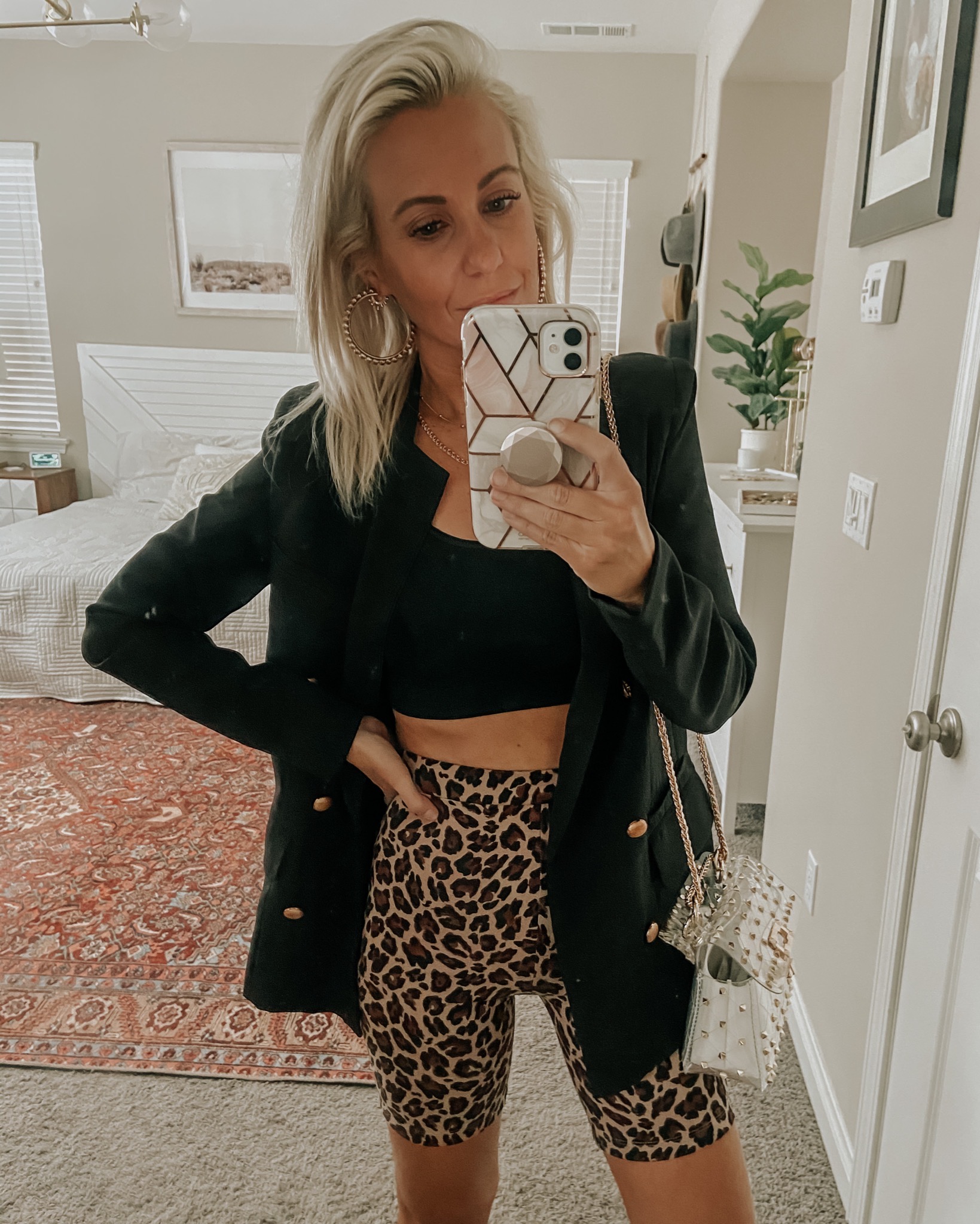 Leopard biker shorts store outfit