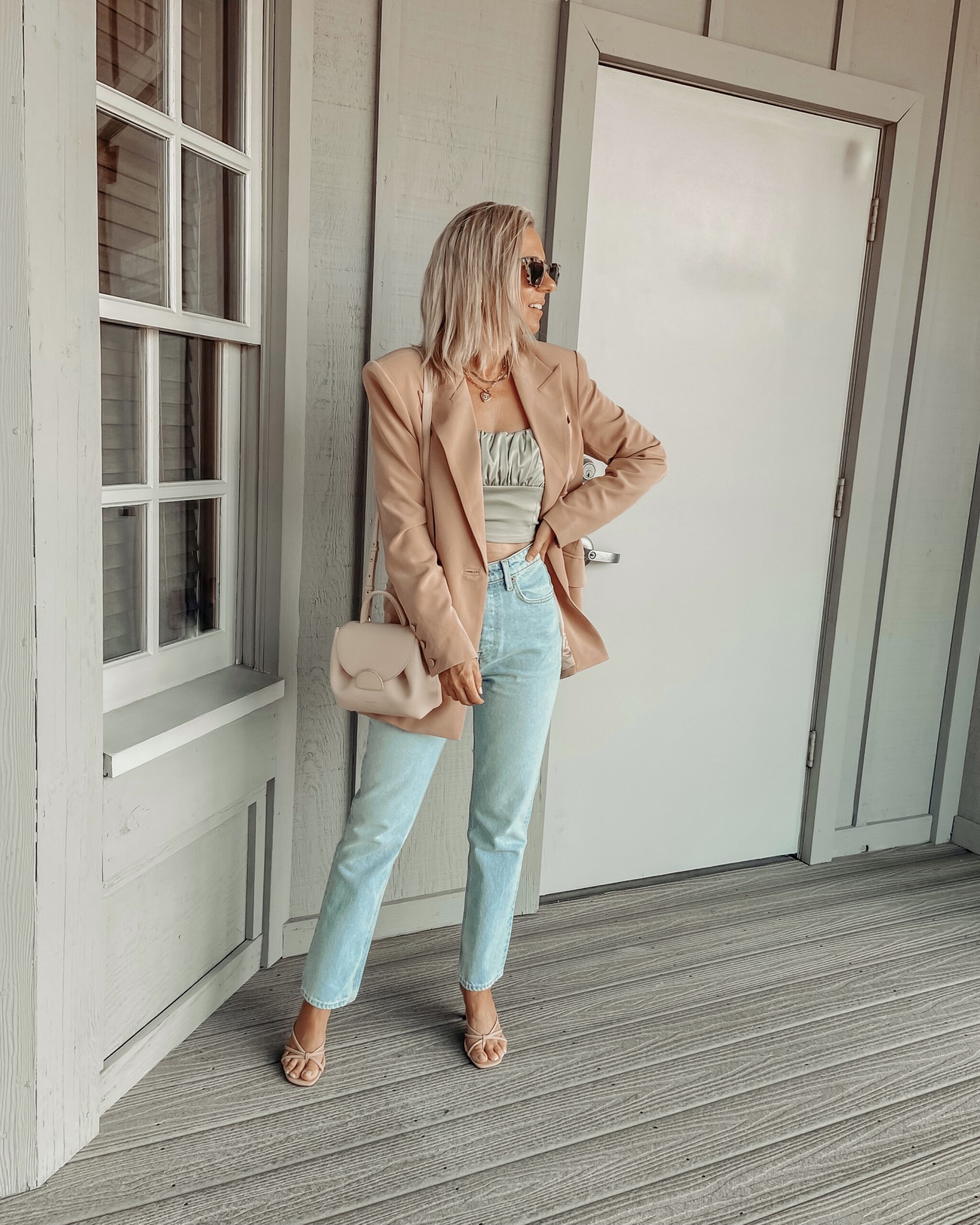 CHIC BLAZER STYLED 2 WAYS: Jaclyn De Leon Style- sharing a chic oversized blazer and two easy ways to style it. Paired with denim or a dress. Casual or dressed up. Fall outfit inspo