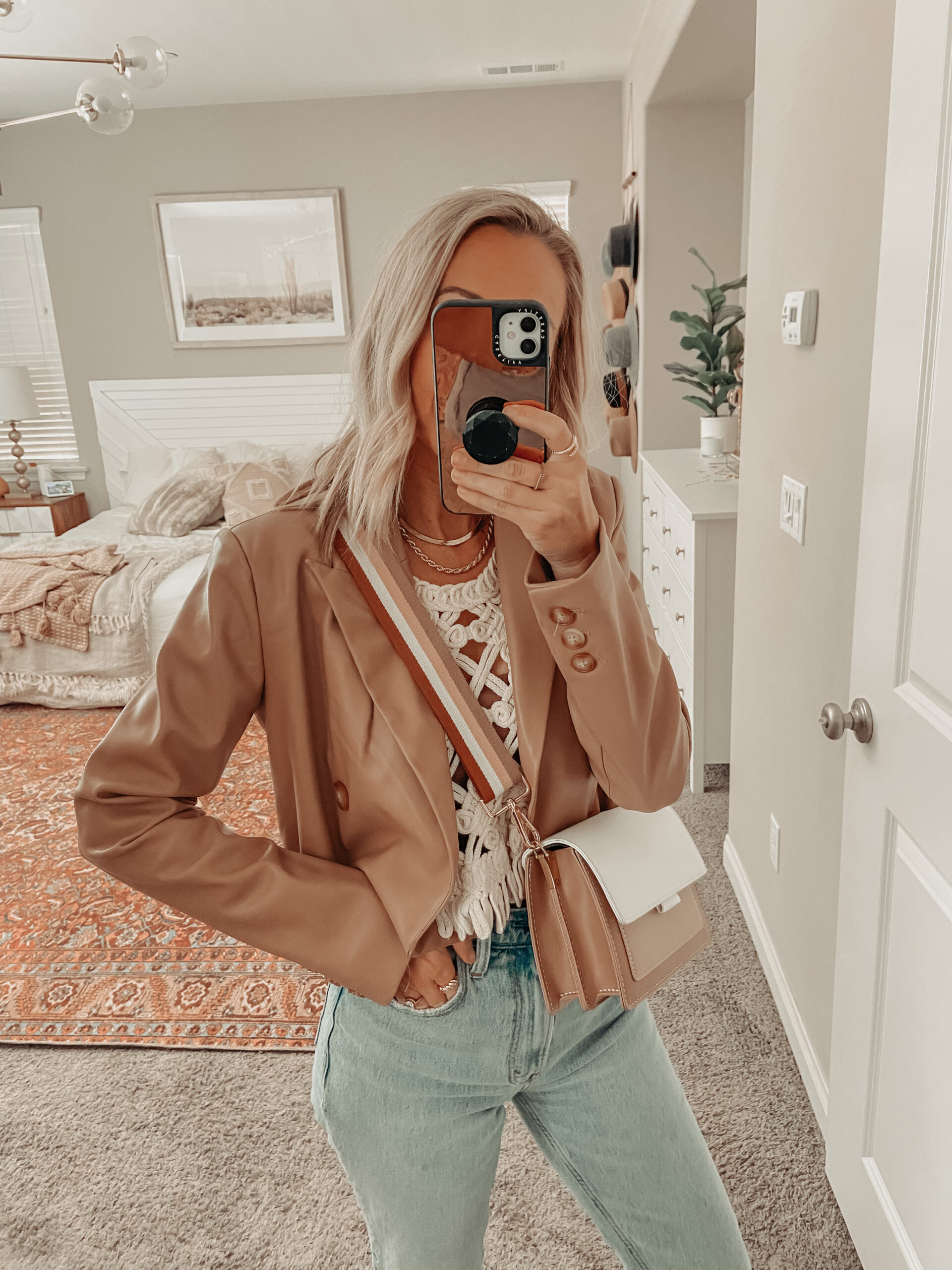 TRENDING: THE CROPPED BLAZER- Jaclyn De Leon style. Cropped blazer perfect lightweight jacket for spring and summer. Wear it with denim , dresses, shorts, and flowy skirts.