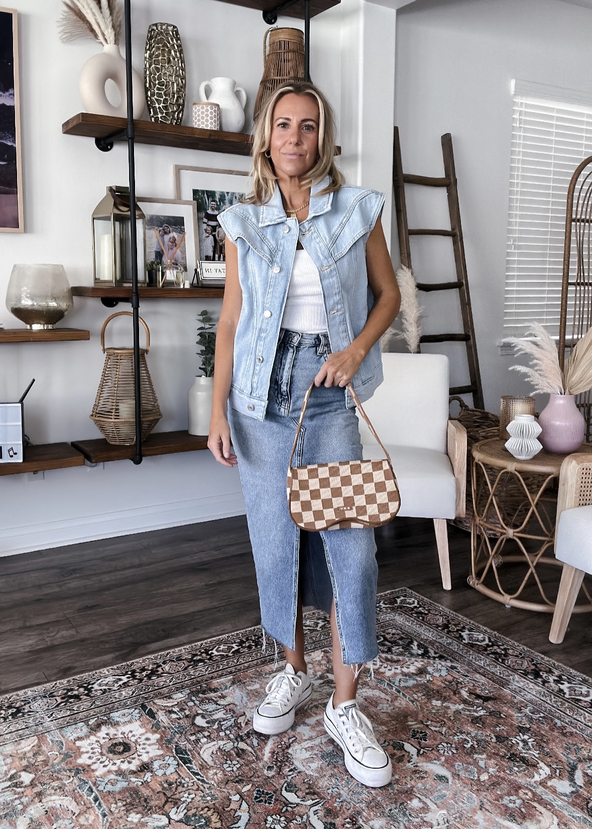 Denim skirt shop outfit qvc