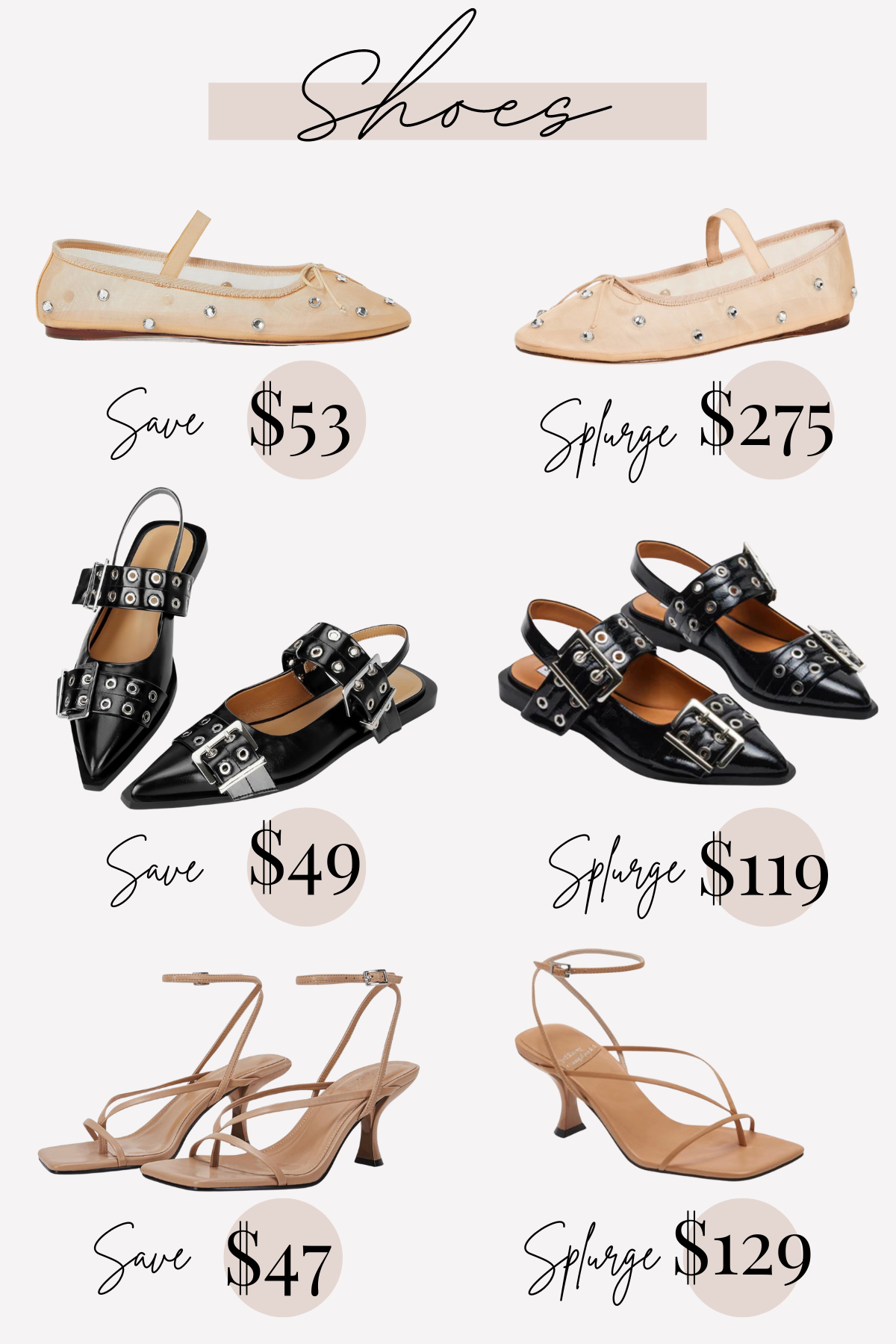 SAVE VS SPLURGE- Jaclyn DeLeon. Shoe trends are all the rage right now. I found the best look alikes for less.